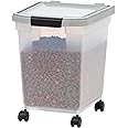 IRIS USA Airtight Dog Food Storage Container, WeatherPro, Up to 25 lbs, Removable Wheels, for Dog Cat Bird and Other Pet Food Storage Bin, Keep Fresh, Translucent Body, Made in USA, Clear/Gray