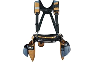 KUNN Carpenter Tool Belt with Suspenders Pro Framer Suspension Tool Rig for Construction Contractors and Electrician,Khaki