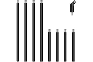 MAYOMAJO 8 Pieces M10 Threaded Extension Poles Lighting Fixture Downrods Stems & 180 Degrees Sloped Ceiling Adapter Kits for Pendant Light, Island Lighting, Chandeliers (Black)
