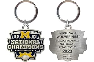 Heritage Pewter Michigan Wolverines 2023 CFP National Champions Keychain | Durable Key Holder | Intricately Crafted Metal Pewter Alma Mater Inlay