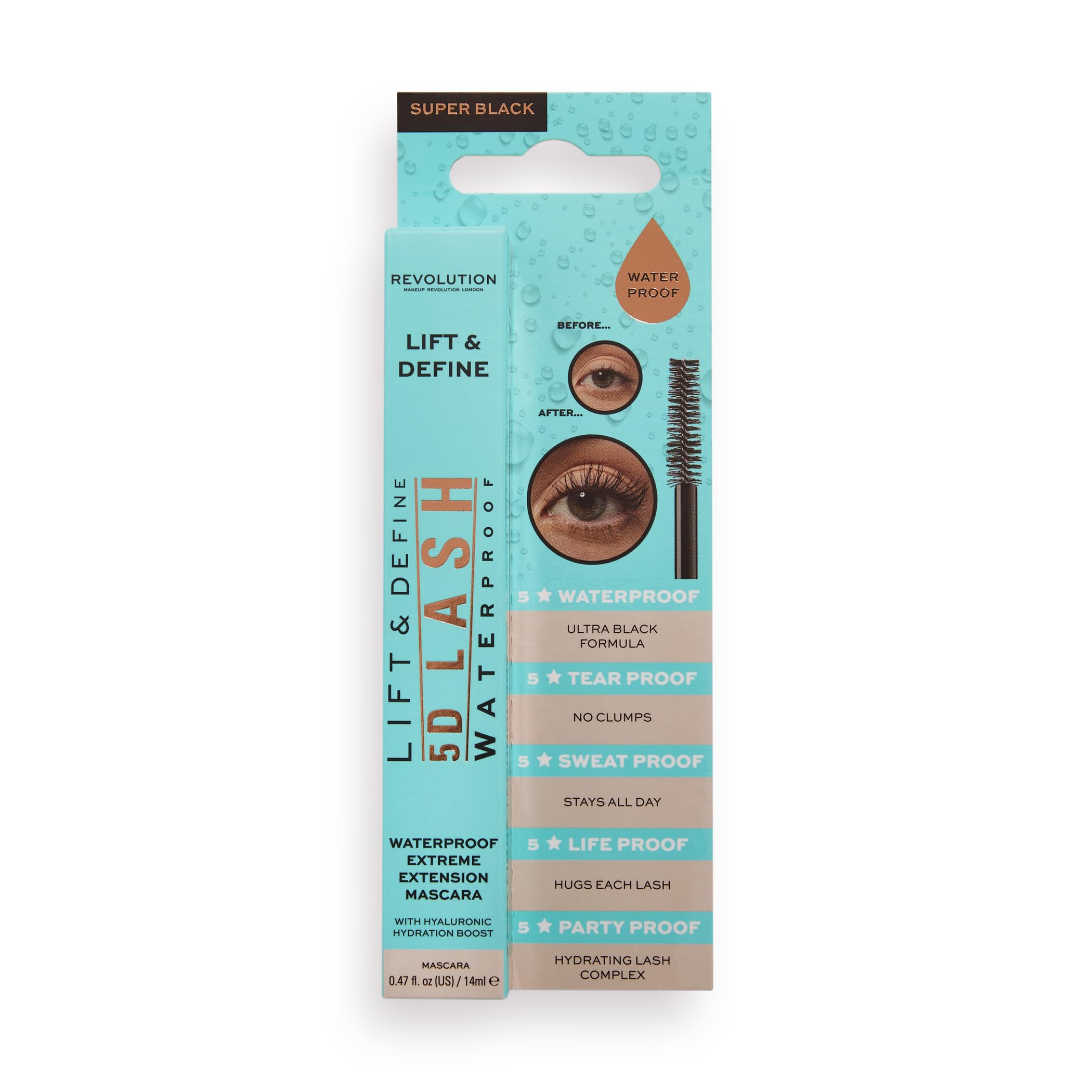 Revolution Beauty London 5D Lash Waterproof Mascara, Add Volume, Impact and Length, Black, 8g