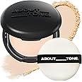 ABOUT TONE Blur Powder Pact 0.32oz - Pressed Powder Compact with Mirror and Puff Makeup Setting Finishing Blurring Natural Translucent Lightweight Face Sebum Oil Control Vegan Formula (03 NATURAL)