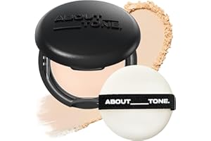 ABOUT TONE Blur Powder Pact 0.32oz - Pressed Powder Compact with Mirror and Puff Makeup Setting Finishing Blurring Natural Translucent Lightweight Face Sebum Oil Control Vegan Formula (03 NATURAL)