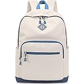 Lohol Classic Backpack for Girls Boys Teens, Lightweight Bookbag for School Travel College (Beige/Blue)