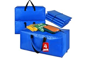 ACNUSIK 4 Pack Heavy Duty Extra Large Moving Bags Storage Tote - Strong Handles& Backpack Straps - Space Saving Storage Bags Alternative to Moving Boxes and Bins,Compatible with Ikea Frakta Cart, Blue