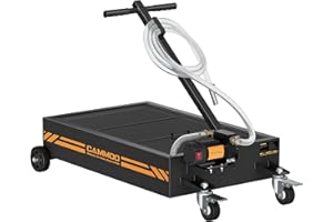 CAMMOO 15 Gal Electric Oil Drain Pan, 110V High-Flow Pump, 9.8 FT Hose, 200 W Motor, 2 Locking Swivel Casters and 2 Directional Wheels Stable, Folding Handle, Heavy-Duty for Trucks, RVs, SUVs, Black