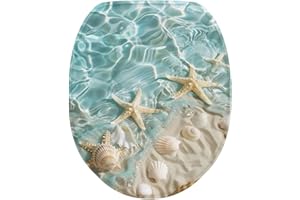 Flashideas Starfish Shell Toilet Lid Cover Soft Plush Seat Bathroom Decoration Accessories Fits Most Toilet Lids for Bathroom Decor Easy to Clean Toilet Lids for Bathroom Machine