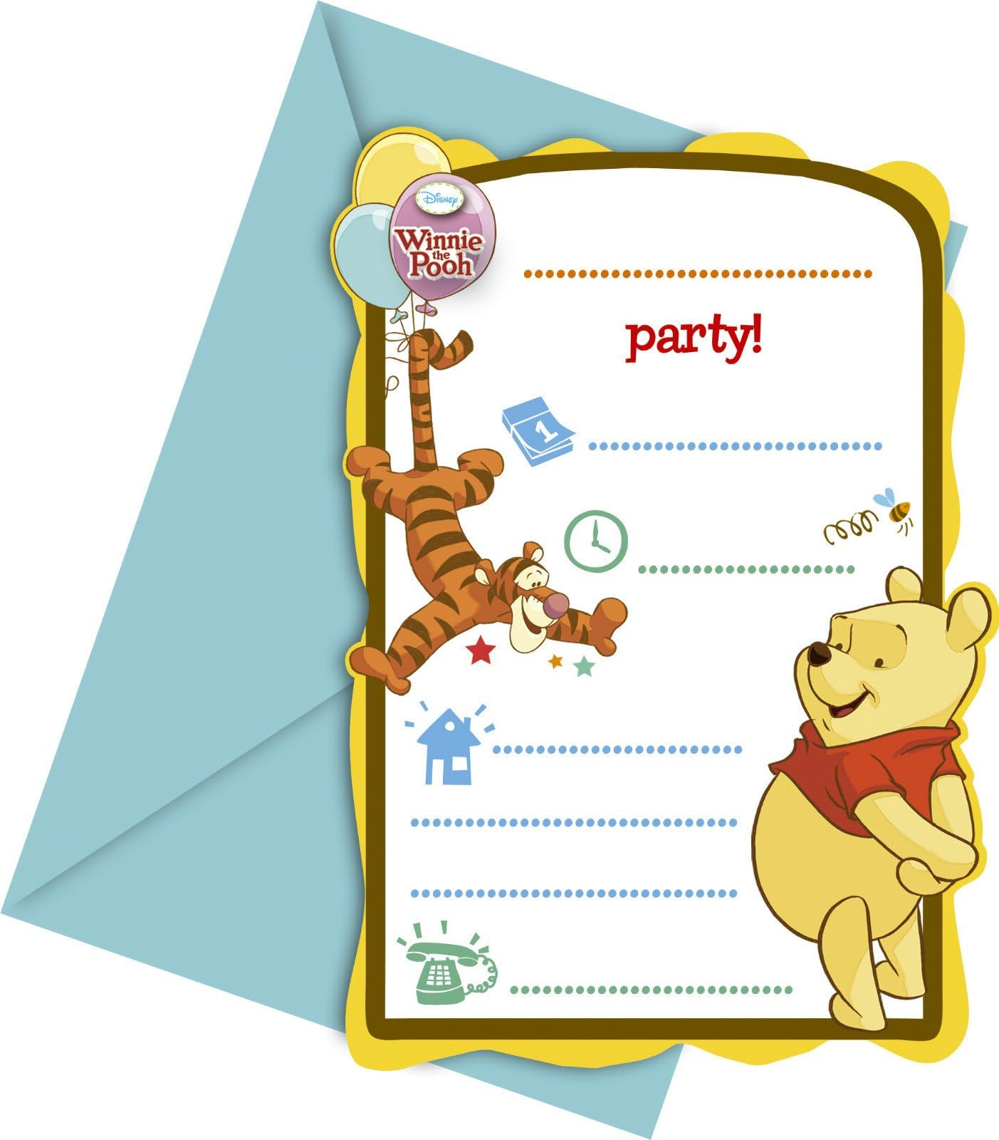 Disney Winnie the Pooh Birthday Party Invitations 6pk