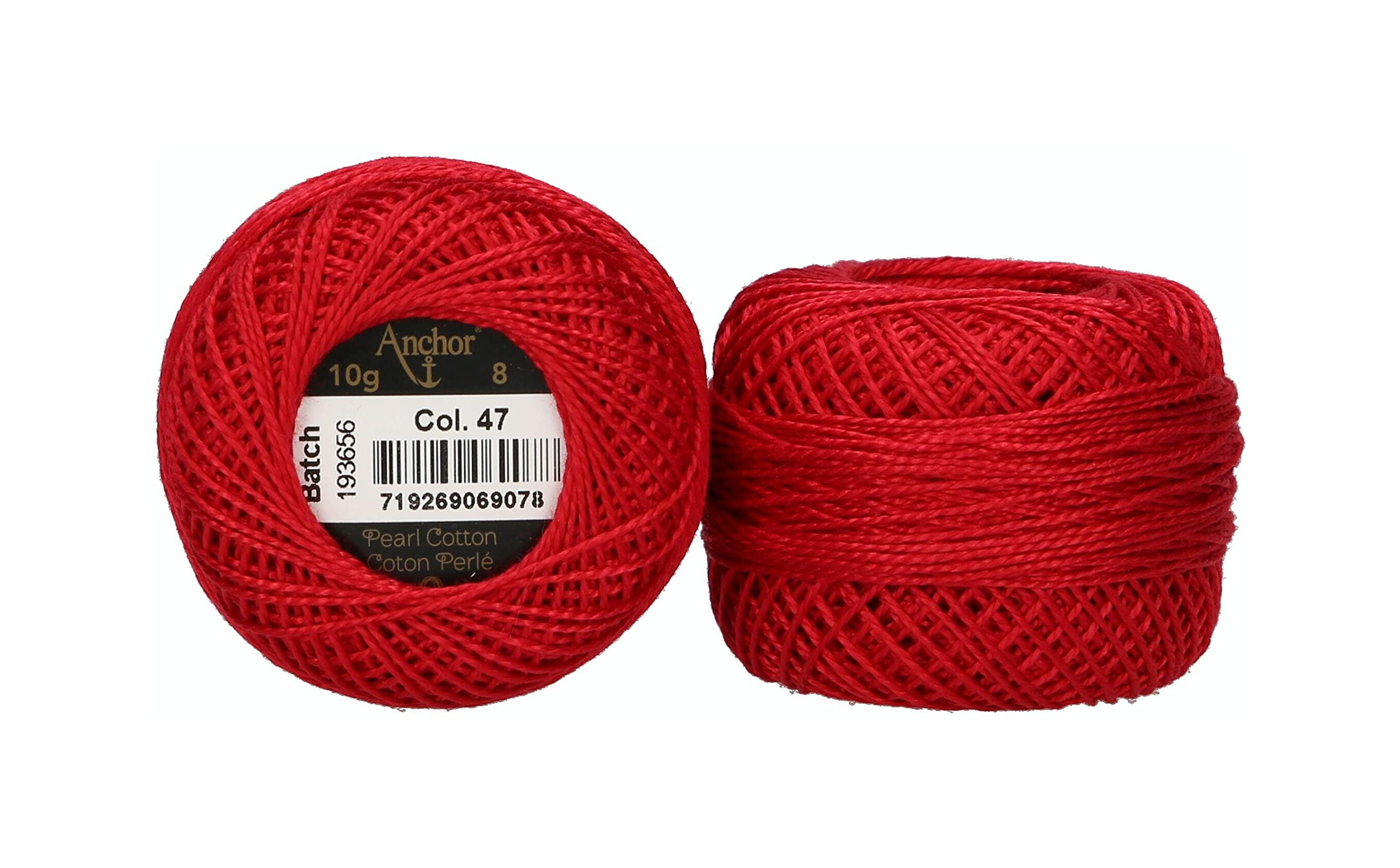 Anchor 4591008-00047 Embroidery Thread, 100% Cotton, Cherry Red, Thickness 8, 82 m, 16 g — image 1