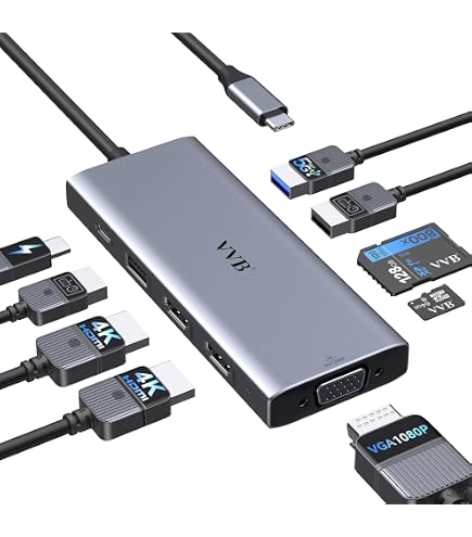 Adaptateur USB-C 7-en-1 Newmight - Double HDMI 4K, 3 USB 3.0, PD 100W - Dock Pour Dual Monitor, MacBook, IPhone 15