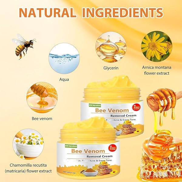 KLIFE BEE VENOM REMOVAL CREAM, 2024 NEW BEE VENOM CREAM, NATURAL BEE VENOM CREAM, PROFESSIONAL BEE VENOM CREAM FOR ALL SKIN TYPES(2PCS)