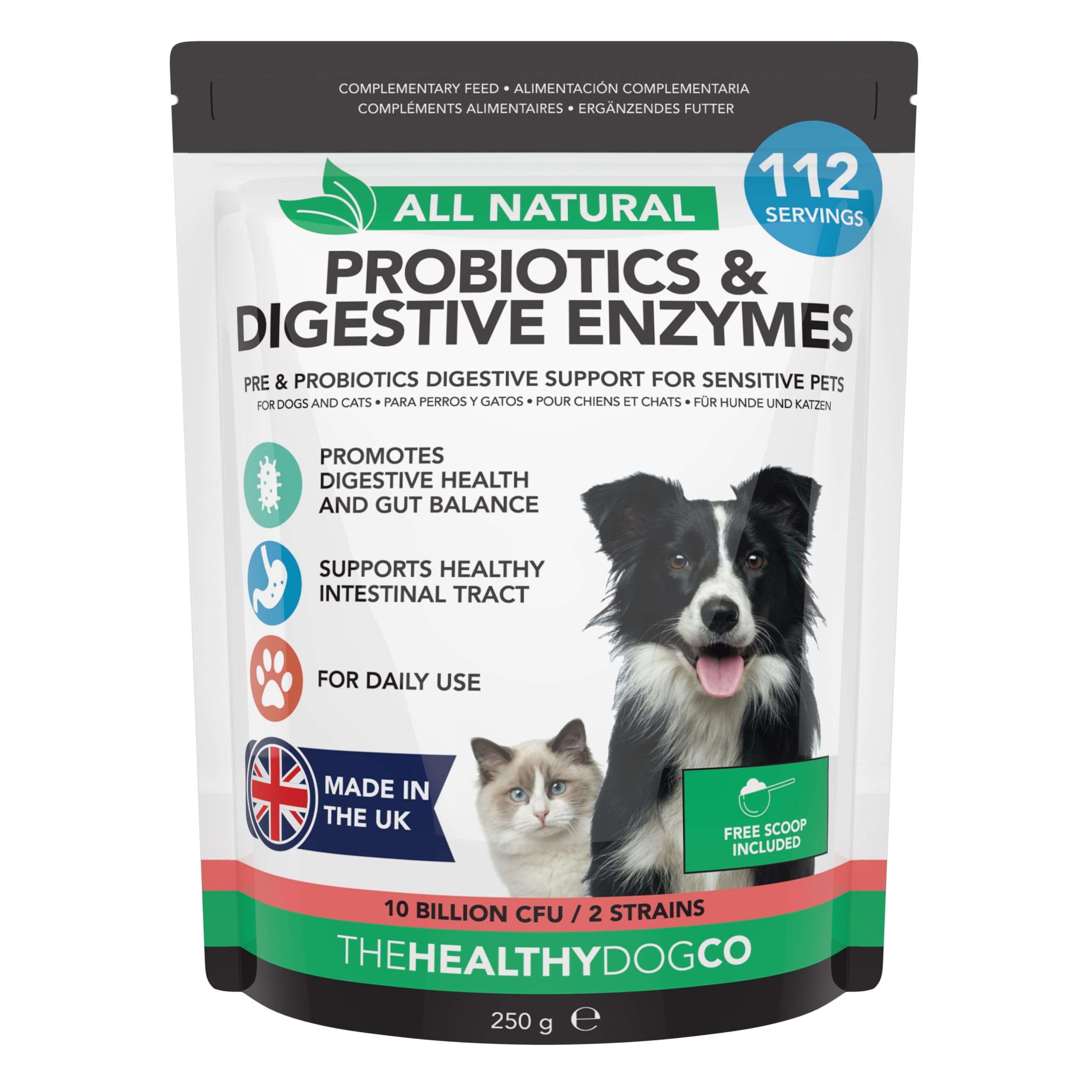 The Healthy Dog Co Probiotics for Dogs โ Gentle Dog Probiotic Supplements Powder for Digestion, Immunity & Digestive Care for Pets โ 112 Servings โ Just Sprinkle on Food