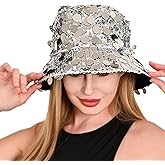 Shiny Sequined Bucket Hat for Women Glitter Bling Disco Hat Sparkle Party Rave Fisherman Cap Fashion Outdoor Beach Sun Hats