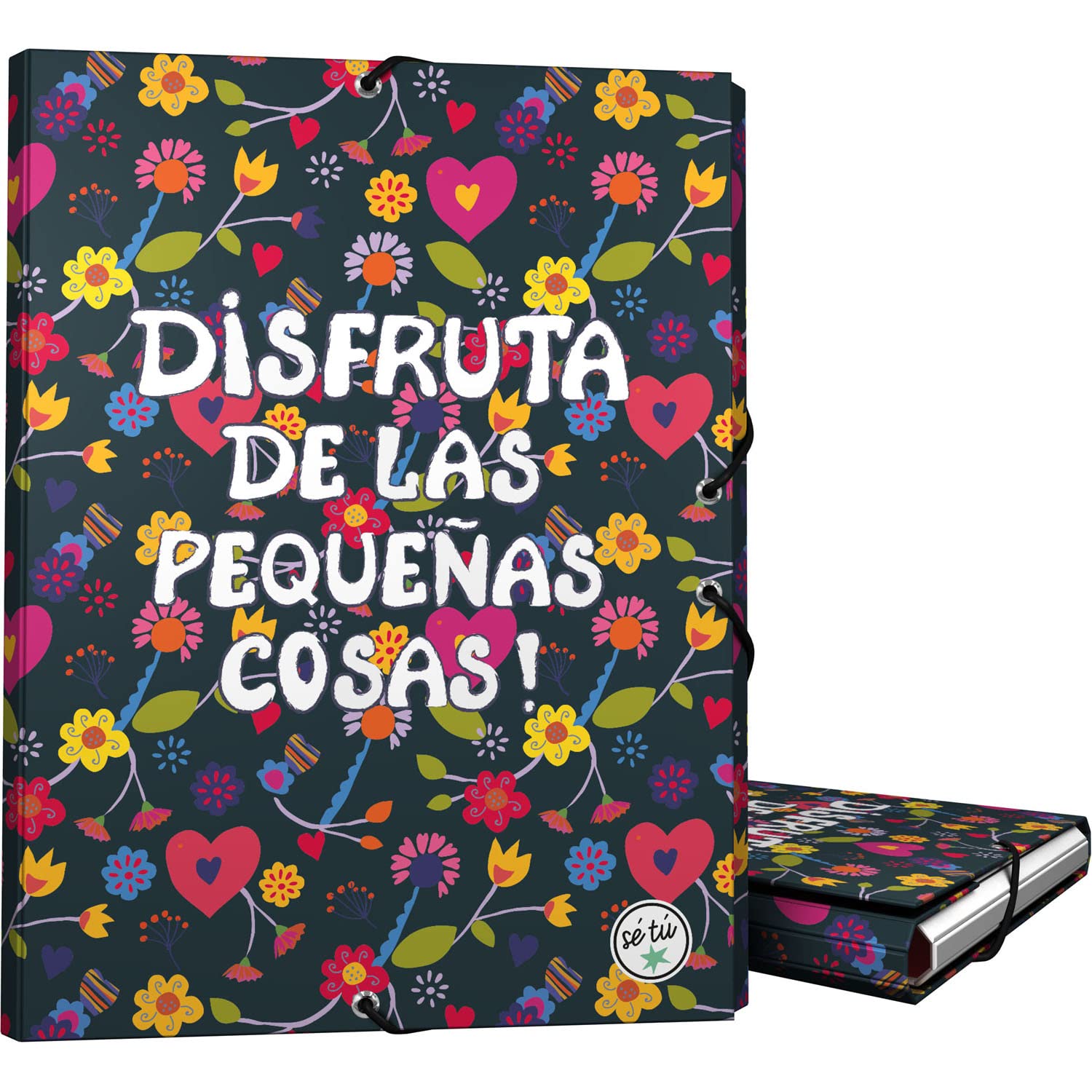 Grafoplás 82402662. 3 Flap Binder, Lined Cardboard, Hardcover, Folio Size, Stickers Collection, Enjoy, FSC Certificate
