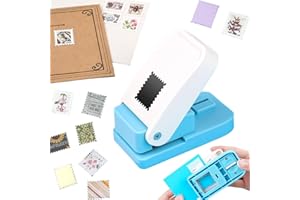 CYFUN DESIGN 1X0.8inch Rectangular Postage Stamp Punch, Scalloped Rectangle Lever Action Craft Punch for Paper Crafting Scrapbooking DIY Card Making Arts Crafts Supplies