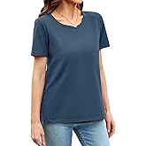 Herou Summer Women Casual Short Sleeve Tops T-Shirts Tees with Side Split