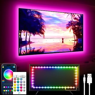 GIPOYENT TV Light Strip 9.8ft Music Sync RGB Backlight 3M Remote 24-Key