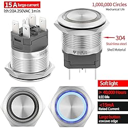22mm Push Button Switch 15A 110V/120V Momentary 2NO