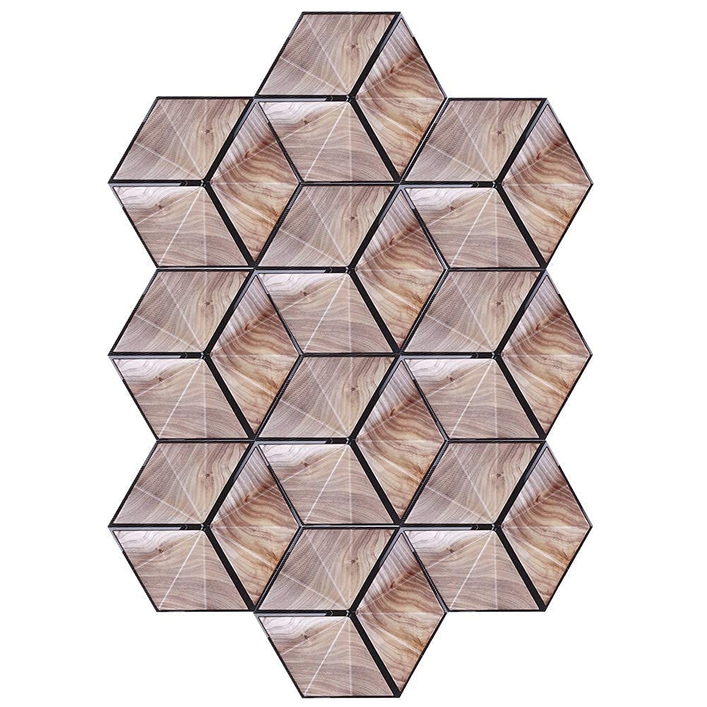 HERCHR Peel and Stick on Tiles, Vinyl Floor Wall Tiles Sticker for Home Decor Hexagon Kitchen Backsplash Bathroom Tiles Decals, 4.5inch