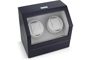 Heiden Automatic Double Watch Winder for Rolex's - Matte Black Wood Finish - Japanese Motor - AC Adapter or Battery Powered - Independent Settings - 12 Multiple Settings Automatic Dual Watch Winder