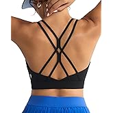 RUNNING GIRL Sports Bras for Women,Strappy Crisscross Back Padded Low Impact Running Sports Bra with Removable Cups