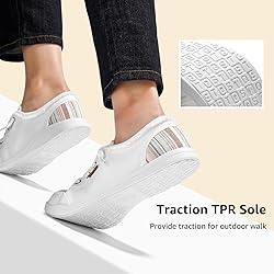 STQ White Slip On Sneakers for Women Low Top