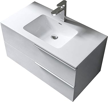 Design Badmobelset Paestum 2 Teilig Waschbecken Und Unterschrank In Weiss Struktur Breite 90cm Amazon De Baumarkt