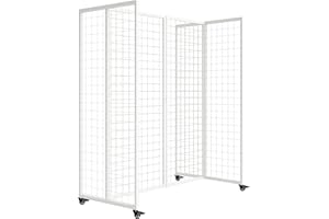 koretech Grid Wall Panels with Wheels, 4 x 5.5Ft Gridwall Panel Display Stand, Sturdy Art Display Panels, Grid Display Stand, White