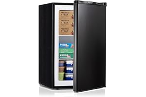 DOGHLY Small Upright Freezer, 3.0 Cu.Ft Mini Freezer Countertop, Removable Shelf, 7 Adjustable Thermostat, Reversible Single Door Compact Freezer for Home/Dorm/Apartment, Black