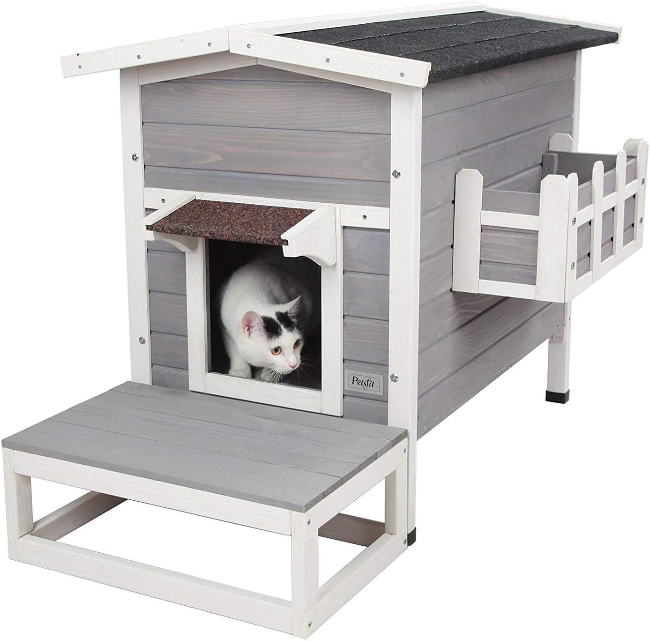 Petsfit Weatherproof Outdoor Cat Shelter/House/Condo with Stair 75cm x 48cm x 74cm