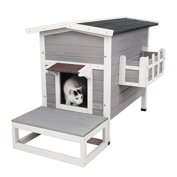 Petsfit Weatherproof Outdoor Cat Shelter/House/Condo with Stair 70cm x