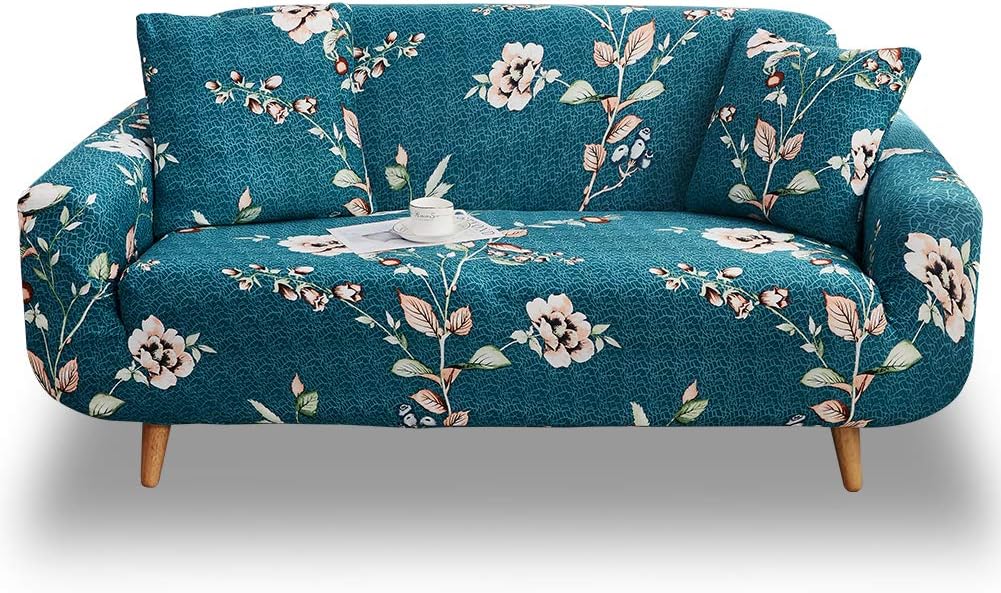 Hotniu Stretch Sofa Cover 3 Seater - Elastic Polyester Spandex Printed Loveseat Couch Covers - Universal Fitted Sofa Slipcover for Loveseat and Couch Furniture Protector (Pattern #QJBM)