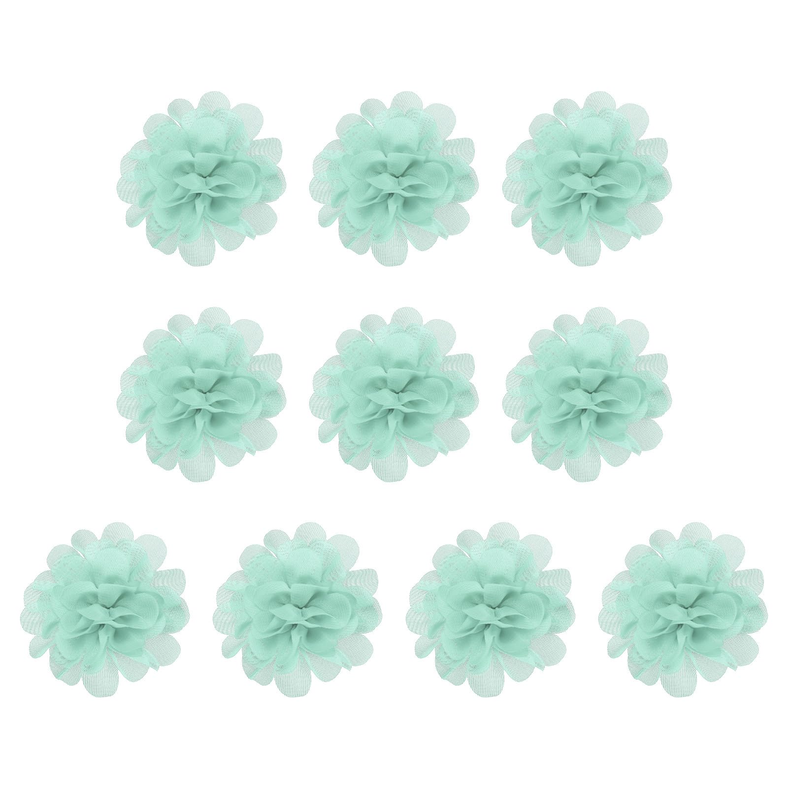 PATIKIL 2.8" Chiffon Flowers, 10 Pcs Mesh Fabric Flowers Sewing Fabric Appliques Headband Embellishments for DIY Craft Wedding Decor, Mint Green