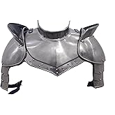Medieval Iron Neck Plate Gorget with Pauldrons Gothic Spaulders Arm Shoulder Guard Set Armor Steel Neck Protector SCA LARP Plate Armor Knight Metal Vembrace Pair Silver Adult