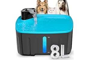 Hicuper Dog Water Fountain - 2.1GAL/8L/270oz Large Dog Water Fountain Bowl for Dog Inside,Dog Fountain with Water Level Window,LED Shortage Reminder, Quiet Pump,Water Fountain for Multiple Dog