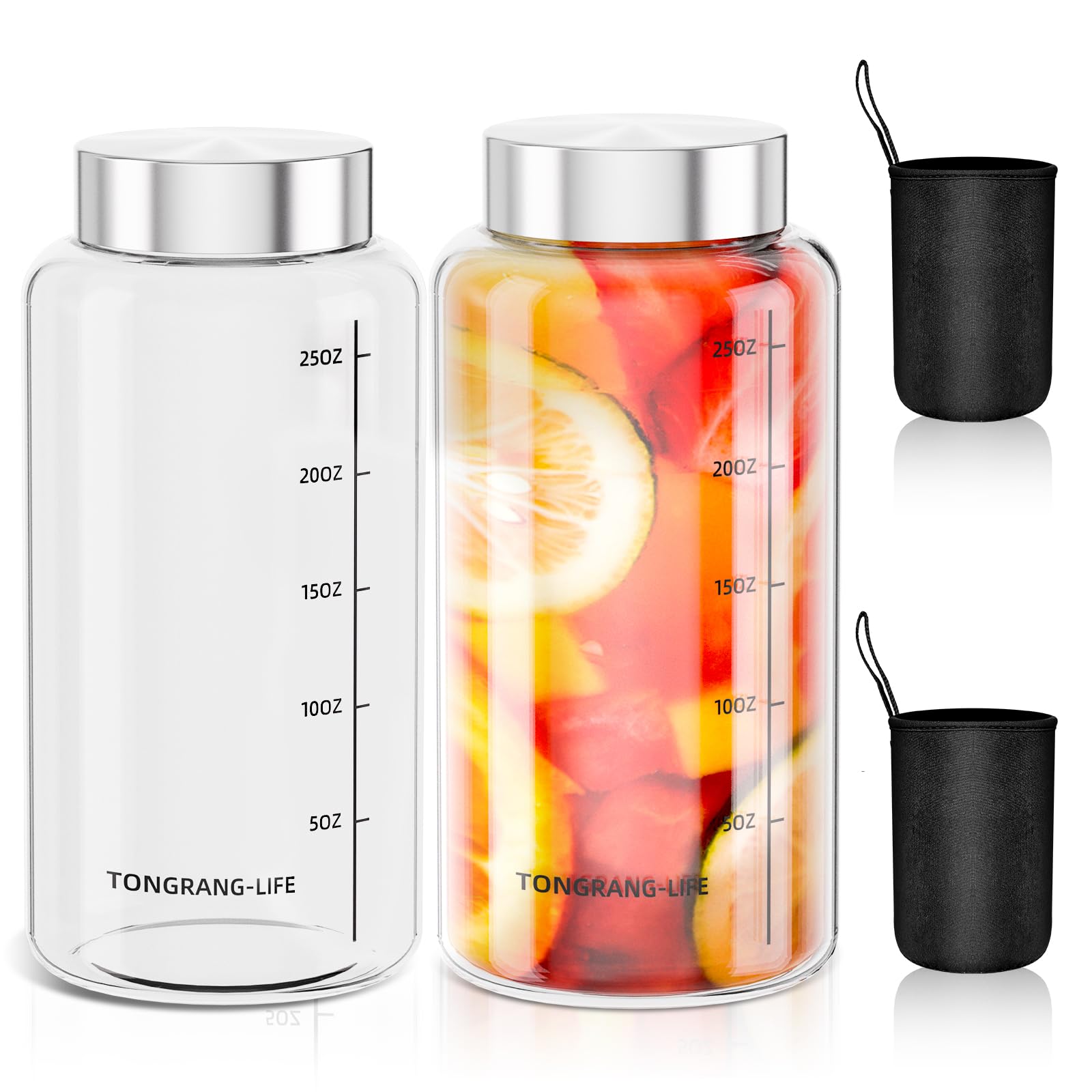 Photo 1 of 27oz/800ml Big Capacity Glass Juice Bottles with Lid–Glass Shaker Bottle for Protein Mixes,Water Bottle for Juicing, Smoothies,Dry Foods,Travel&Gym,Reusable Nutrition Shaker Bottles(2 Pieces)