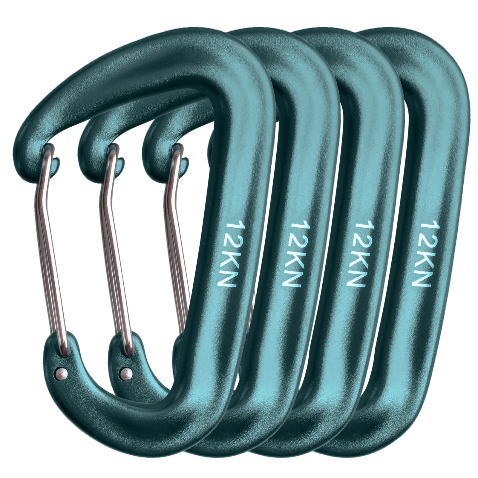 TRIWONDER Carabiner Clip Heavy Duty Wire Gate Small Carabiner Clips D Shape Keyring Snap Hook for Hammock Camping Hiking Fishing (12kN - Dark Green - 4 Pcs)