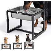 Veehoo 2.4 Gallon Elevated Outdoor Dog Water Bowl for Large Dogs | No Spill Metal Raised Dog Bowls Stand, 3 Adjustable Heights, Relief Joint Pressure, Stainless Steel Bowl, Dishwasher Safe
