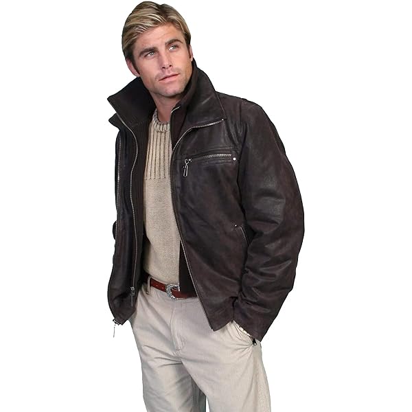 Scully Men's Zip-Out Front And Collar Lambskin Jacket - 400-63 at