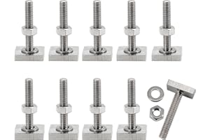Paraphee 10 Set M8x25mm Stainless Steel Square Head T Slot Roof Rack Bolts with Nut Washer for Thule, Yakima, and Other Major