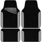 CAR PASS Rainbow Waterproof Universal Fit Faux Leather Car Carpet- Anti-Slip Nibbed Backing Floor Mats for SUV, Vans, Sedans, Trucks, Automotive Set of 4 (Black with Gray)