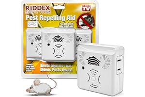 Riddex Sonic Plus Ultrasonic Pest Repeller, Plugs in with extra Outlets Indoor Use - Insect Repellent - Bug Repellents for Home Defense - Protect Against Rodents & Insects, Chemical Free(3 Pack White)