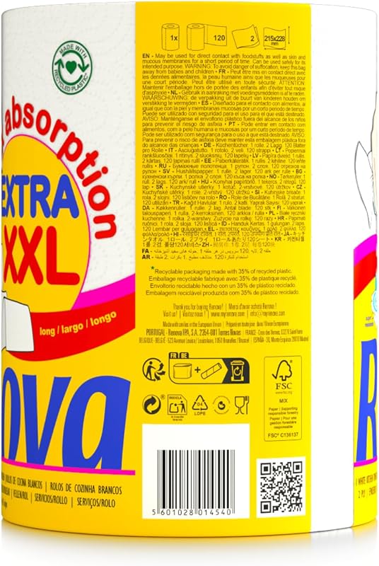 MAX ABSORPTION EXTRA XXL Paper Towel 1 roll, White, Large