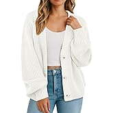 GRECERELLE Women's Cardigan Sweater Thick Knitted Open Front Long Sleeve Button Up Loose Casual Oversized Outerwear, S-2XL