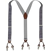 PAPA LEGGENDA Suspenders for Men with Strong Clips, 1.4 Inches Wide Heavy Duty Men's Suspenders Y-Back for Work Jeans