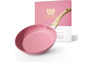 Innwewell Non Stick Frying Pan - Pink Non Stick Skillet Frying Pans, Safe&No Toxic Egg Omelette Frying Pan, 8 Inch Small Nons