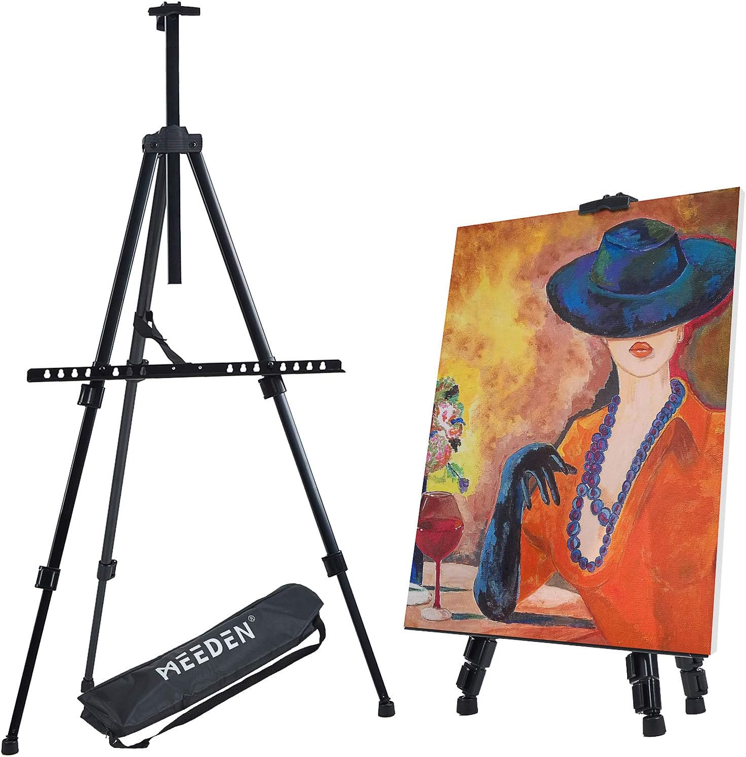 MEEDEN Aluminum Metal Tripod Display Easel with Bag, Folding Telescopic
