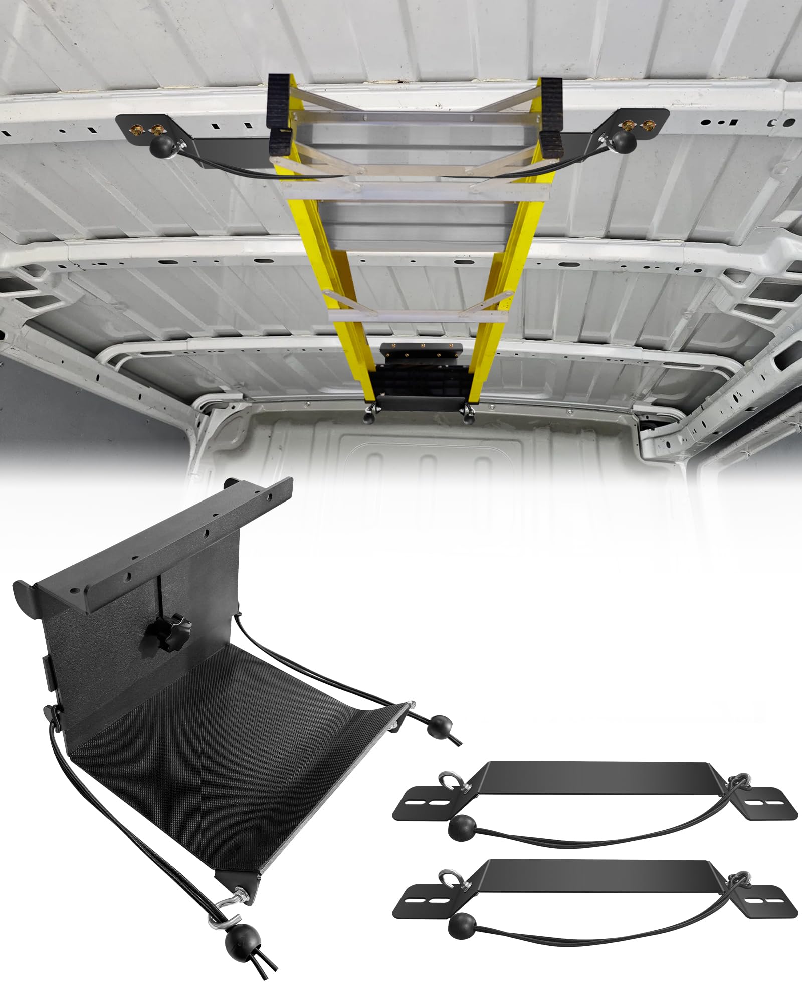 Photo 1 of Universal Van Interior Ladder Storage Holder, Adjustable Internal Ladder Rack Fit for Van/Trailer/Truck Roof, Securely Stores Ladders in Vehicle, with Mounting Screws