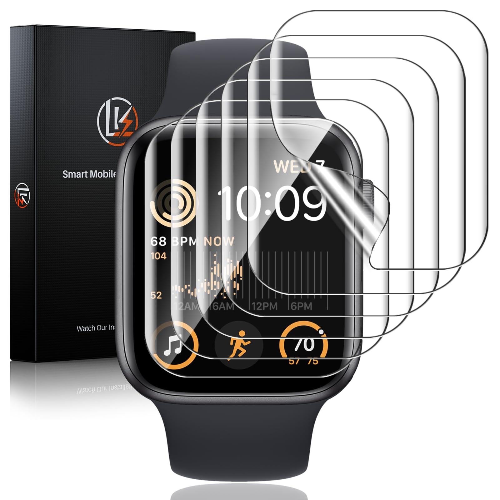 LK 6 Pack Apple Watch Screen Protector 44mm SE