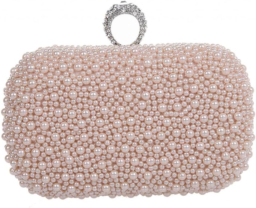Tom Clovers Hot Sell Handmade Studded Pearl Beads Encrusted Clasp Closure Clutch Handbag Evening Clutch Bag Elegant Purse&Chain Strap